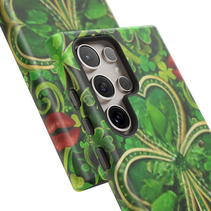 Tough Phone Case – Dual-Layer Protection with Shamrock Print