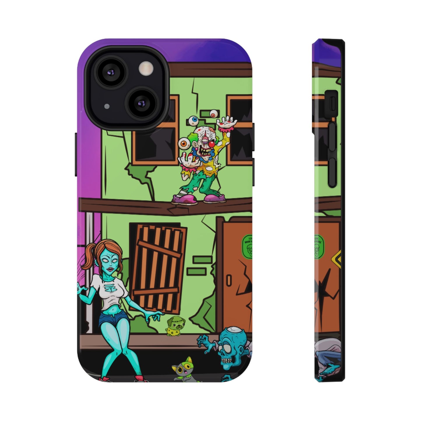 Zombie Arcade Phone Case — Colorful Cartoon Horror Impact-Resistant iPhone Cover