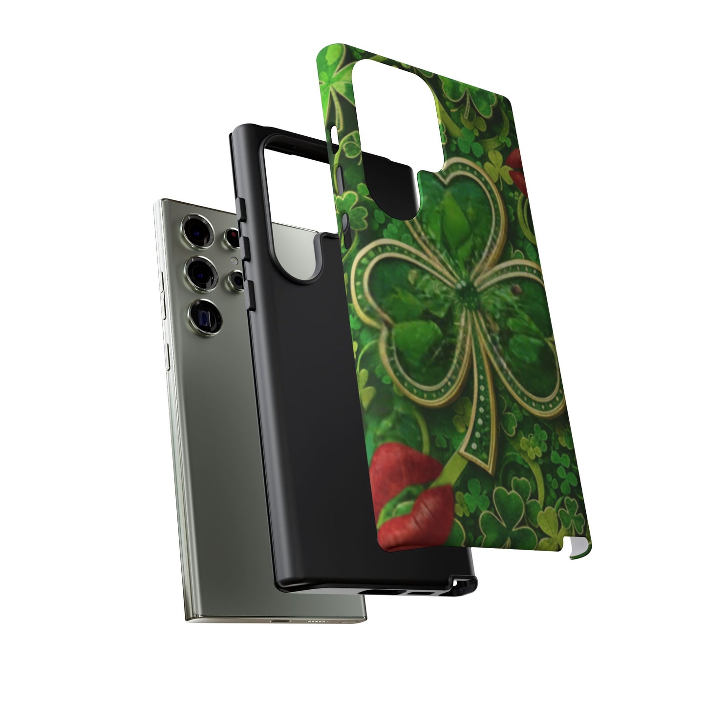 Tough Phone Case – Dual-Layer Protection with Shamrock Print
