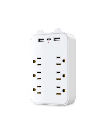 6-Outlet Surge Protector Wall Adapter - Multi-Outlet Extender with 2 USB & 1 USB-C Fast Charging