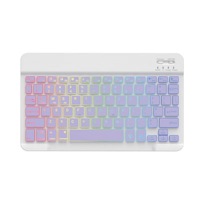 10-Inch Colorful RGB Backlit Portable Bluetooth English Keyboard Compatible with Ipad 7/8/9/10Th Gen 10.2 10.9- Universal for Phones ,Pc,And Tablets (Purple,English Keyboard )