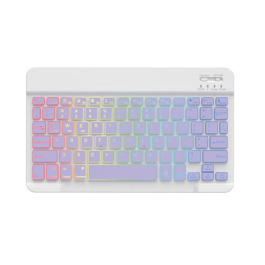 10-Inch Colorful RGB Backlit Portable Bluetooth English Keyboard Compatible with Ipad 7/8/9/10Th Gen 10.2 10.9- Universal for Phones ,Pc,And Tablets (Purple,English Keyboard )