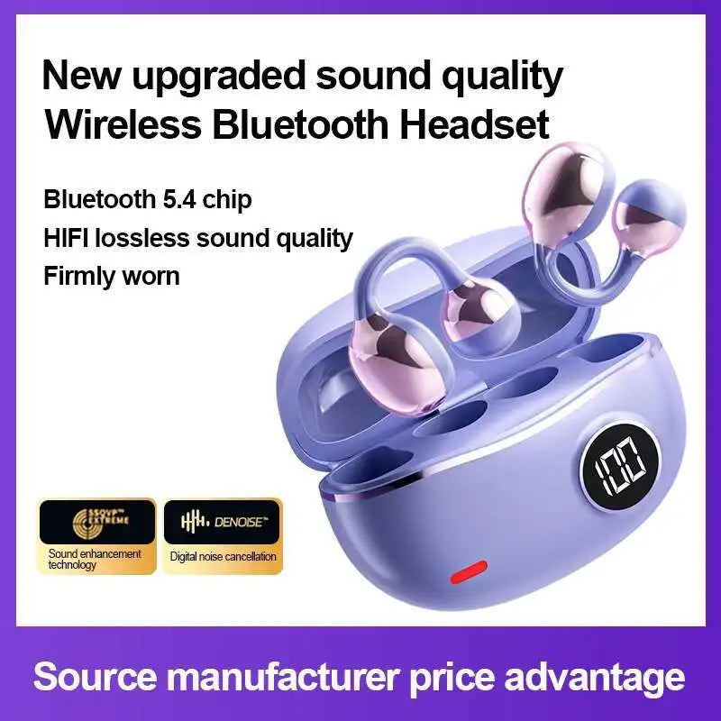 Hi-Fi Stereo Sport Wireless Earbuds Jewelry Clip Customizable Zircon Flash Diamond Ear-Clip Accessories Earphones Suit Girl Gift