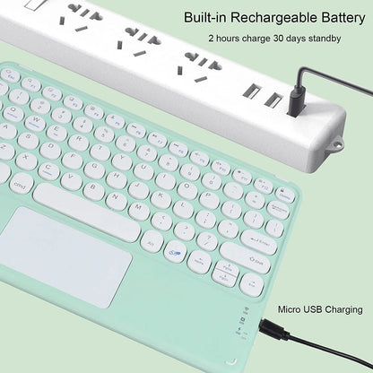 Wireless Bluetooth Keyboard with Touchpad for Ipad, Portable Mini Small Universal Rechargeable 10 Inch Ultra-Slim Wireless Keyboard for Tablet Smartphone PC Computer Laptop Windows Android Ios