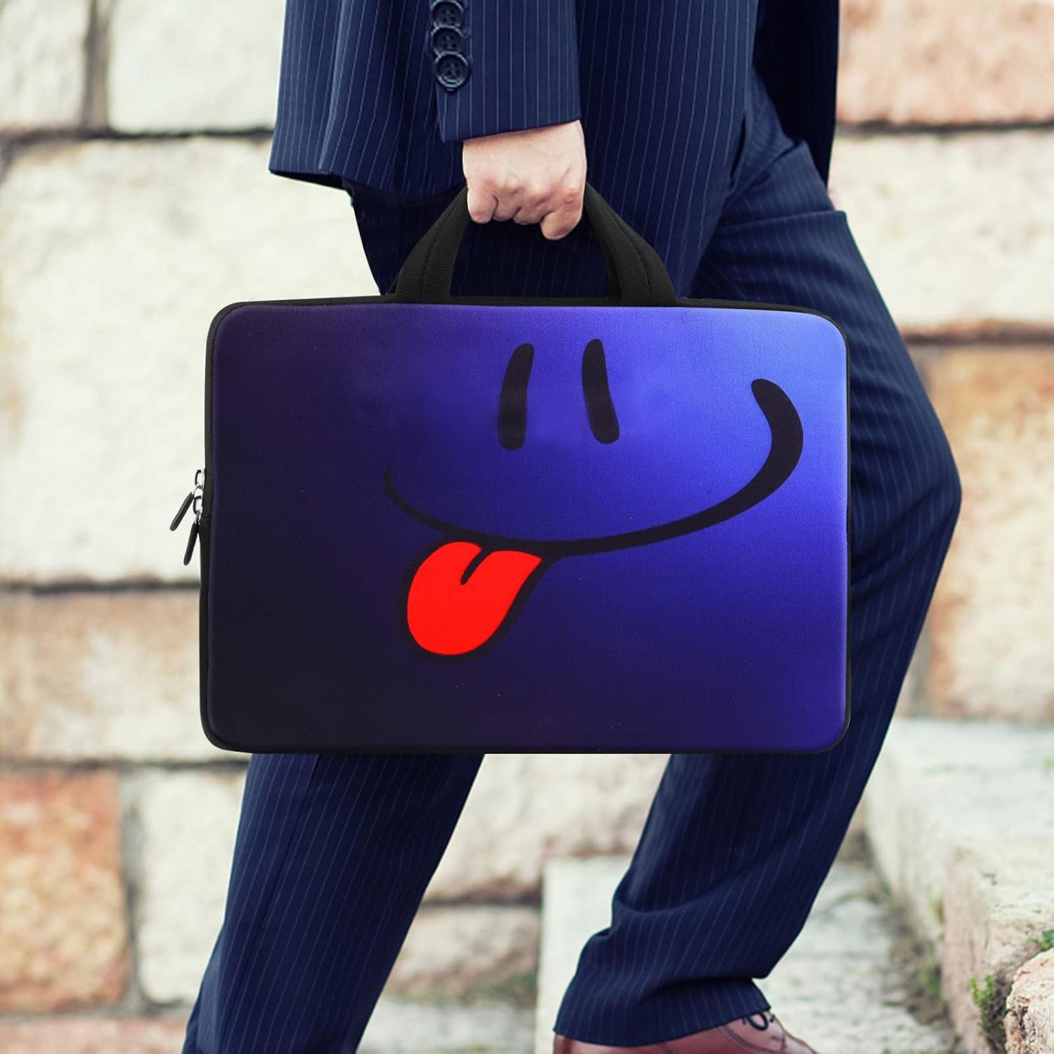 Smile 14 15 15.4 15.6 Inch Laptop Handle Bag Computer Protect Case Pouch Holder Notebook Sleeve Neoprene Cover Soft Carring Travel Case for Dell Lenovo Toshiba HP Chromebook ASUS Acer ICB-05