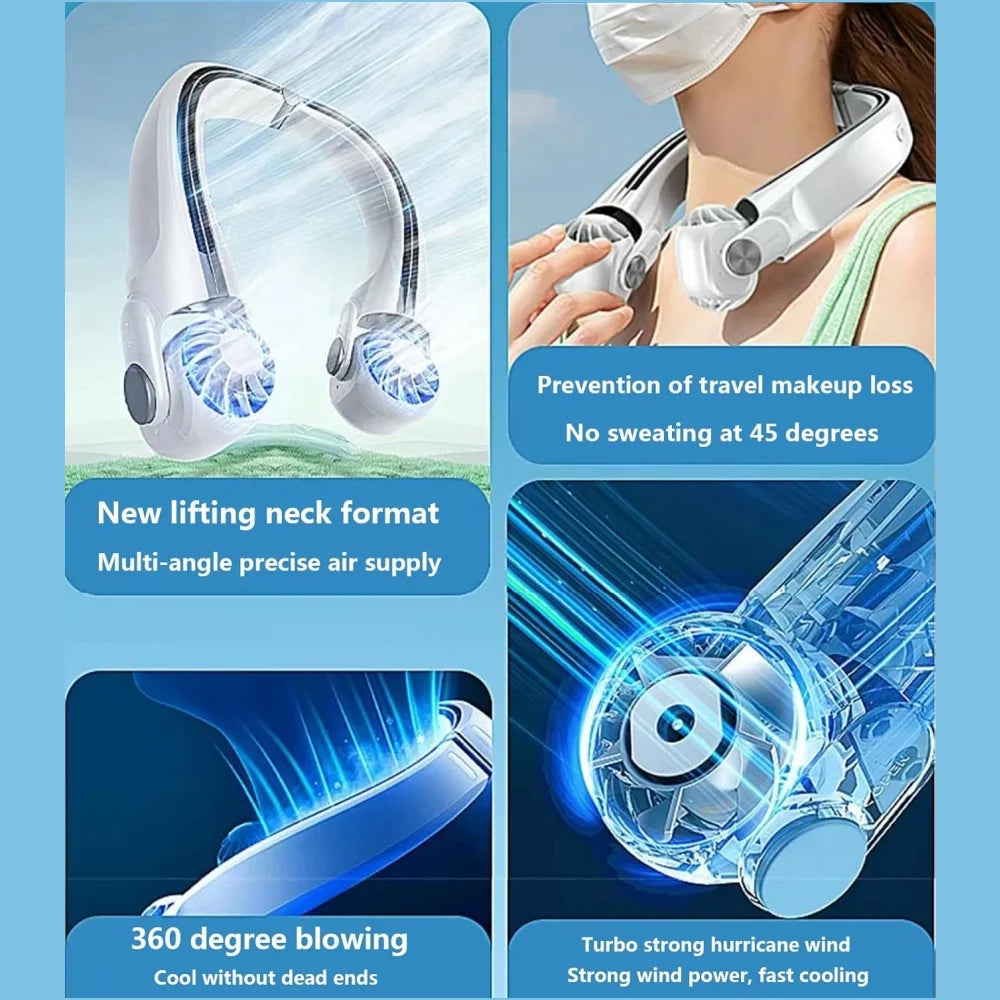 Neck Fan, Portable Wearable Personal Fan, Hands-Free Bladeless Fan, Green