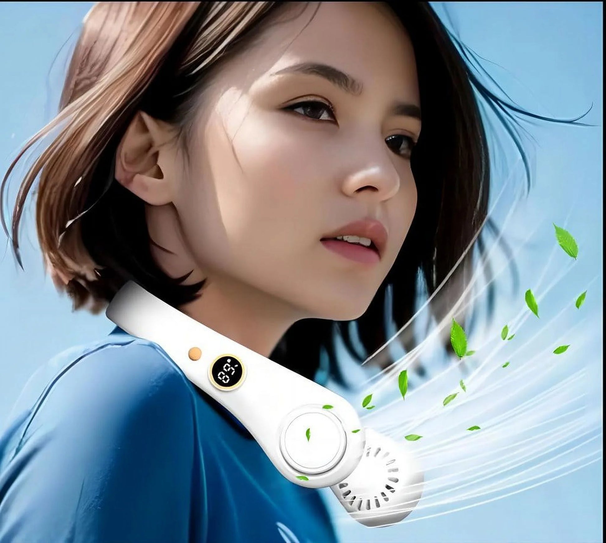 New Portable Neck Fan, Hands Free Bladeless Fan,5 Speeds USB Powered Desk Fan Rechargeable Headphone Design Wearable Personal Fan