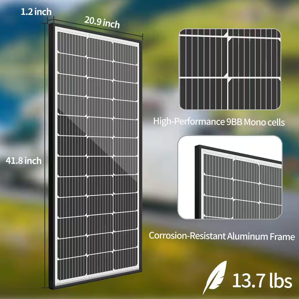 100 Watt Monocrystalline Solar Panel with Half-Cut Cell Technology for Off-Grid Systems