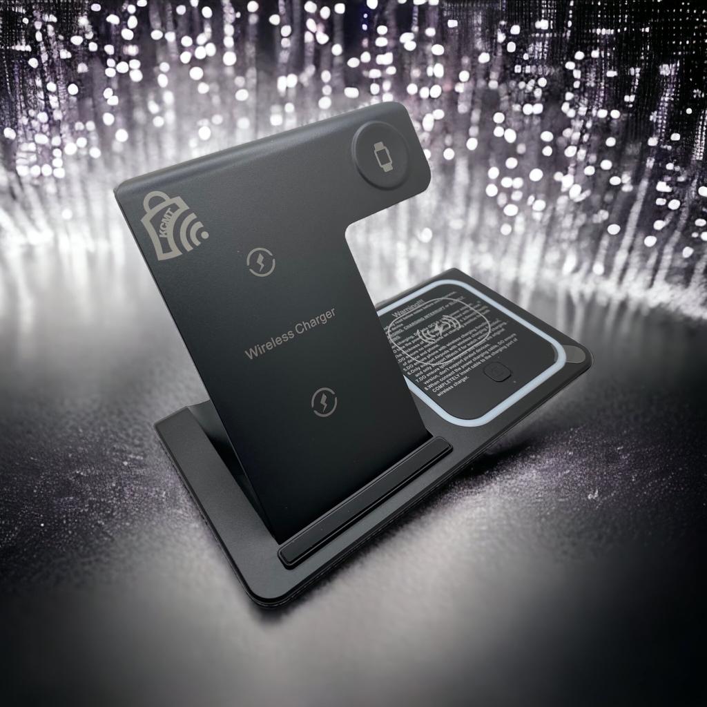 Cargador inalámbrico plegable 3 en 1: estación de carga rápida para múltiples dispositivos