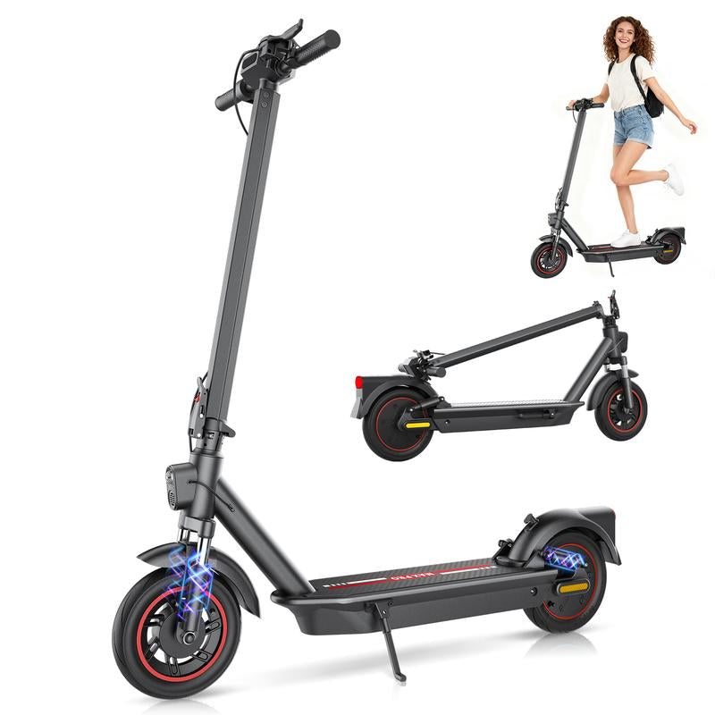Max Pro Electric Scooter 500W Rear Drive Motor 25MPH Top Speed Dual Hydraulic Suspension 15Ah Large Battery 28 Miles Long Range 5H Fast Charging Foldable Design Smart APP Control Front and Rear Lights Official Warranty