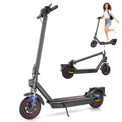 Max Pro Electric Scooter 500W Rear Drive Motor 25MPH Top Speed Dual Hydraulic Suspension 15Ah Large Battery 28 Miles Long Range 5H Fast Charging Foldable Design Smart APP Control Front and Rear Lights Official Warranty