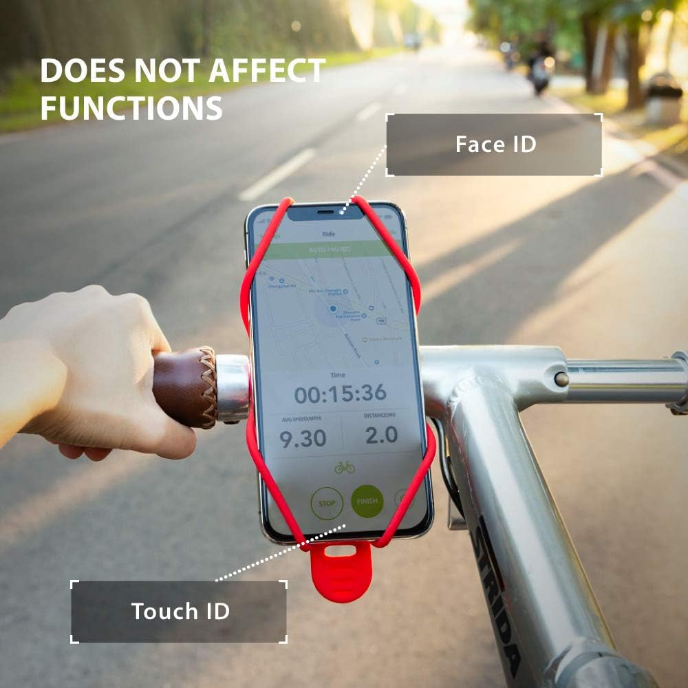 Bike Tie 3, Bike Cell Phone Mount for Handlebar, Scratch-Free Silicone Holder with Anti-Slip Design, Universal Cycling Phone Holder Compatible with Most Smartphones (Black - Handlebar)