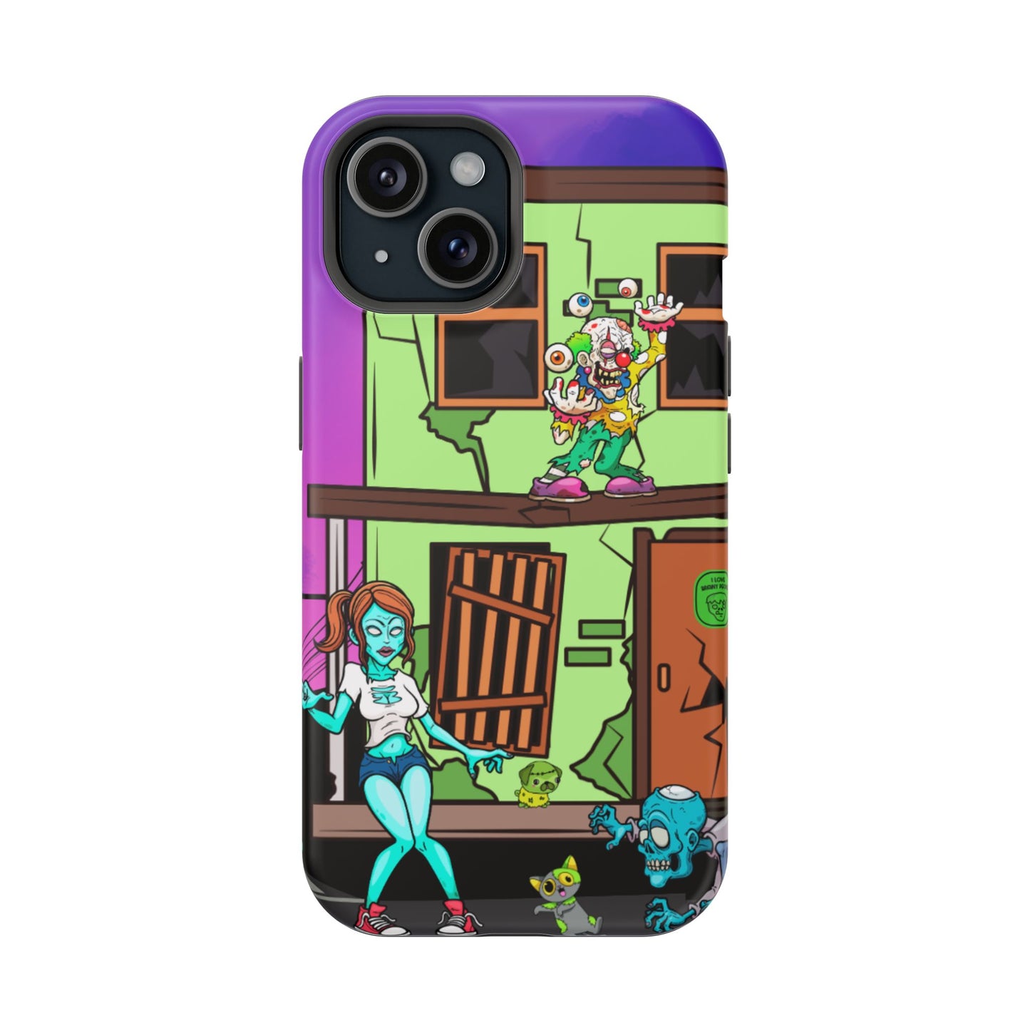 Zombie Arcade Phone Case — Colorful Cartoon Horror Impact-Resistant iPhone Cover