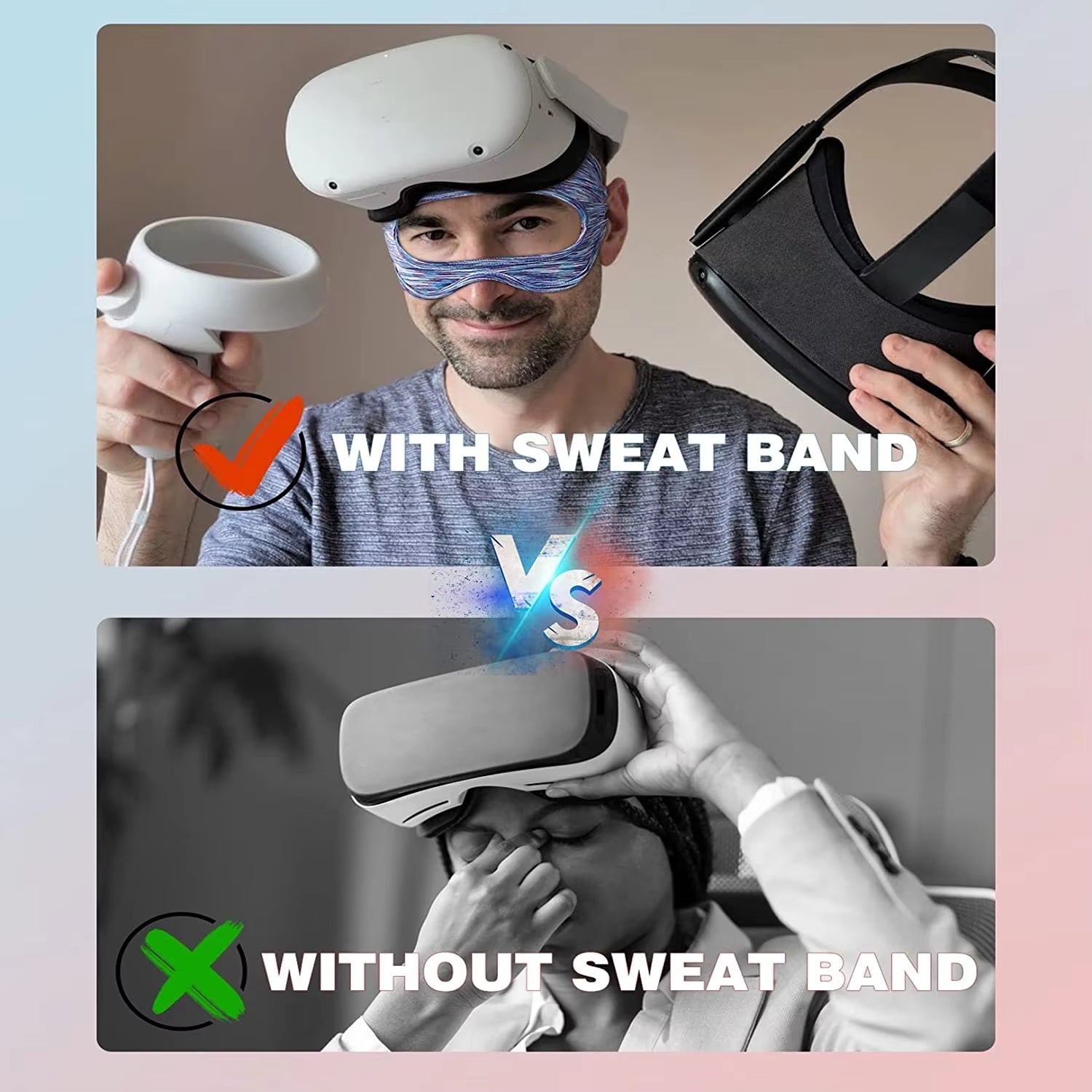 Eye Mask for Meta Oculus Quest 2 Sweat Band VR Glasses Cover Breathable Virtual Reality Headset for Quest 2 Accessories