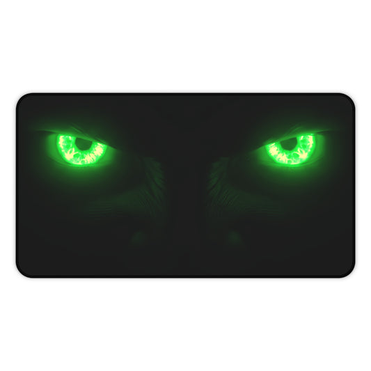 Neoprene Desk Mat – Neon Green Monster Eyes