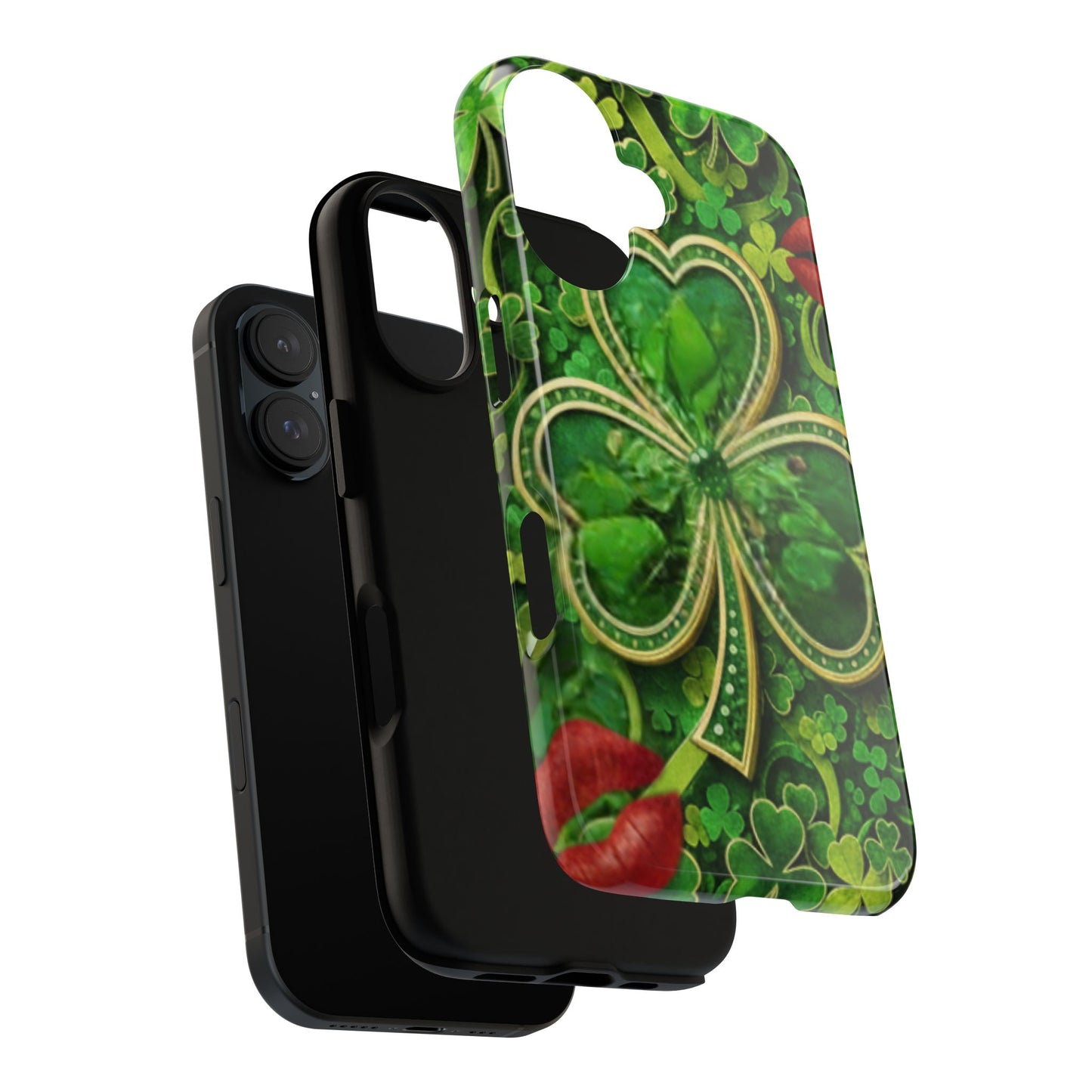 Tough Phone Case – Dual-Layer Protection with Shamrock Print