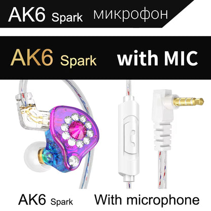 Original QKZ AK6 Copper Driver Hifi Wired Earphone 3.5MM Race Sport Headphone Bass Stereo Headset Music Earbuds in Ear with Mic