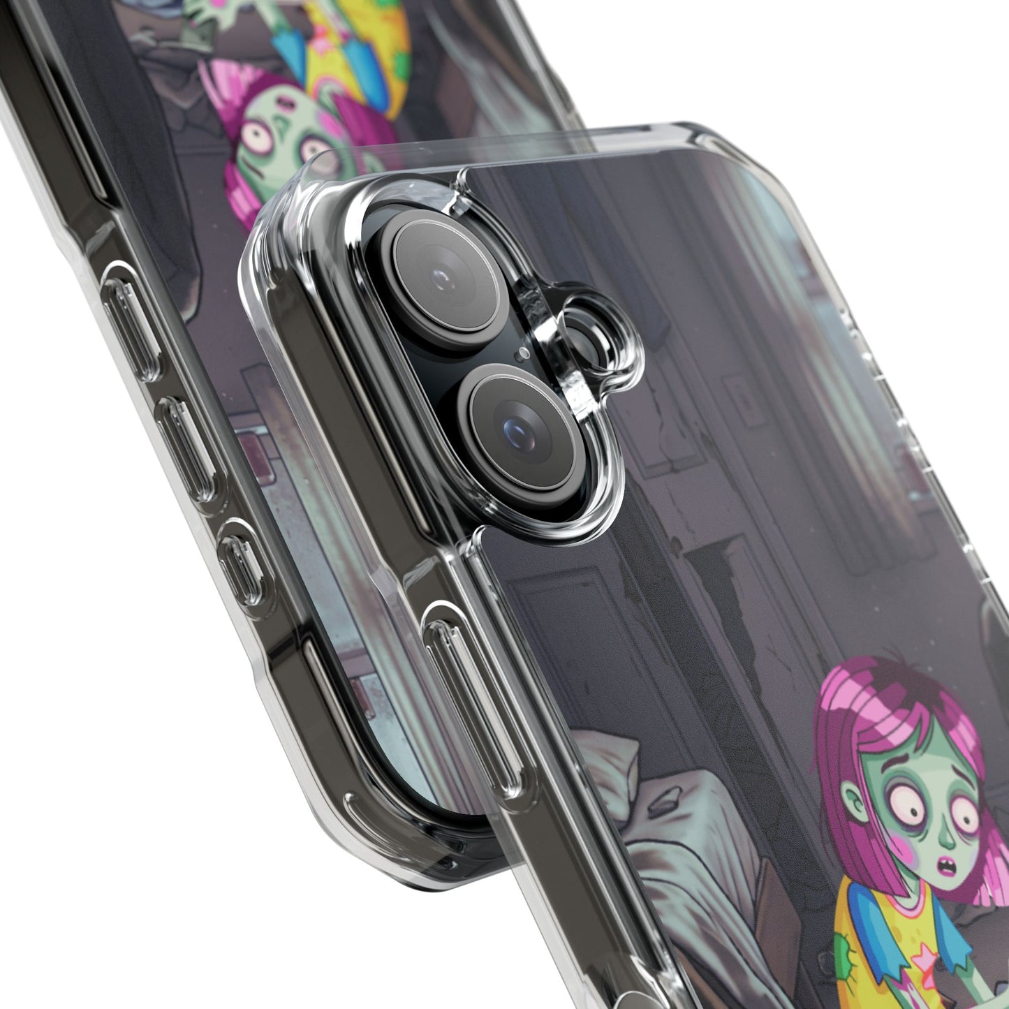 Zombie Girl Clear Magnetic Phone Case — Cute Spooky Cartoon iPhone Cover