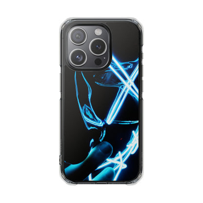 Clear Magnetic Phone Case — Blue Neon Light Design