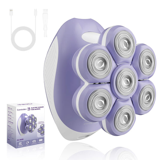 Bartrimber Women’s Electric Shaver – 7D Floating Head, Wet/Dry Waterproof, Cordless Rechargeable