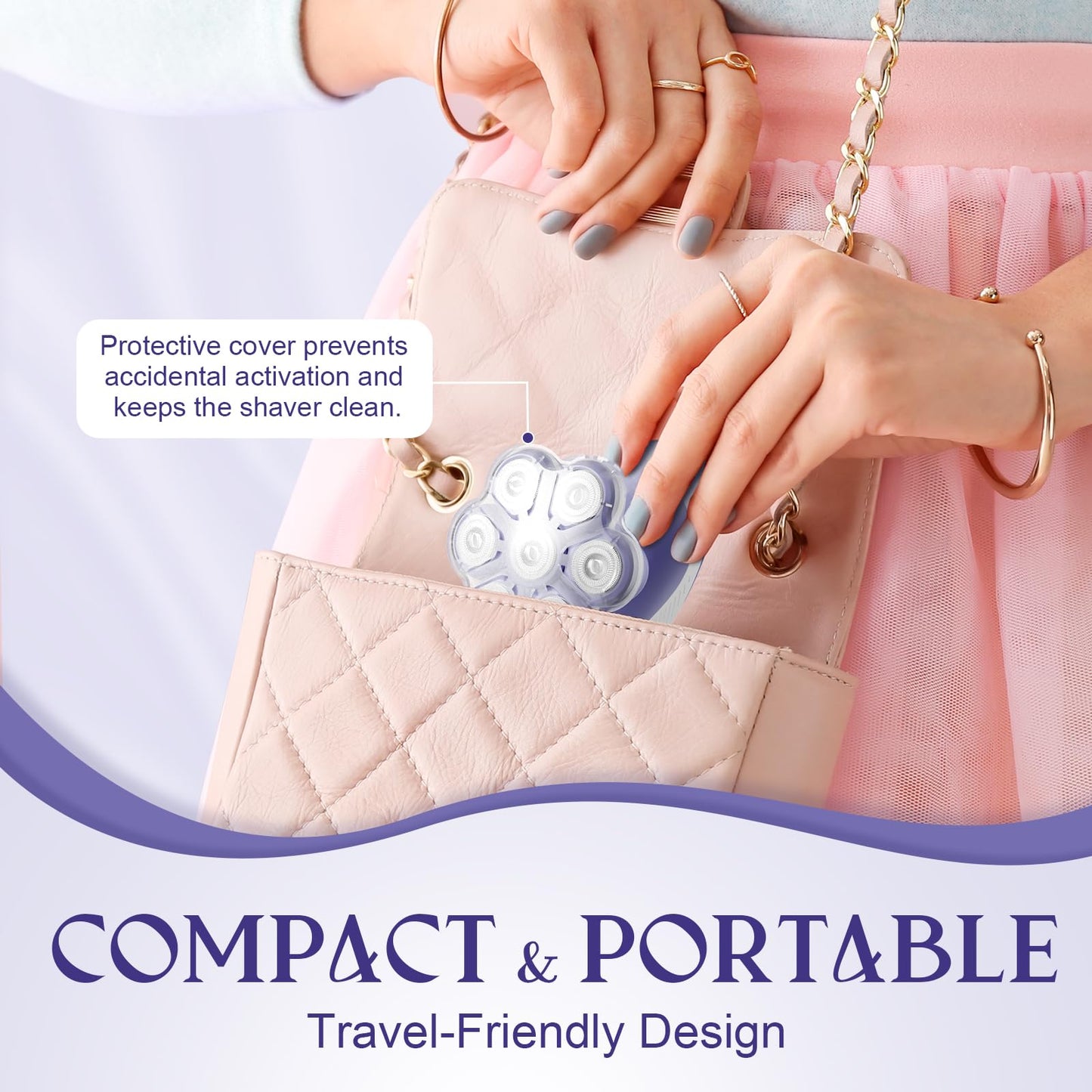 Bartrimber Women’s Electric Shaver – 7D Floating Head, Wet/Dry Waterproof, Cordless Rechargeable