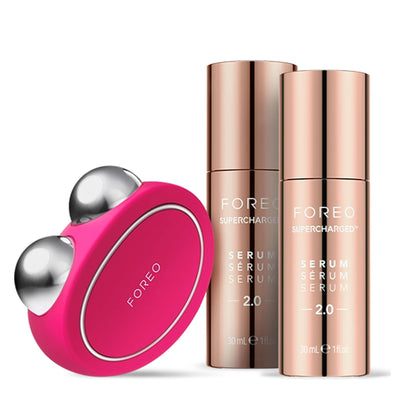 FOREO BEAR Microcurrent Face Lift Set – FDA-Cleared Sculpting Device, T-Sonic Pulsations, 2 x 30mL Conductive Serums