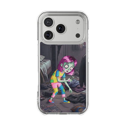 Zombie Girl Clear Magnetic Phone Case — Cute Spooky Cartoon iPhone Cover
