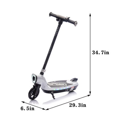 Kids Electric Scooter - 5.59-6.84 MPH, LED Lights, Rear Brake, Kickstand, Bell, Ages 6+