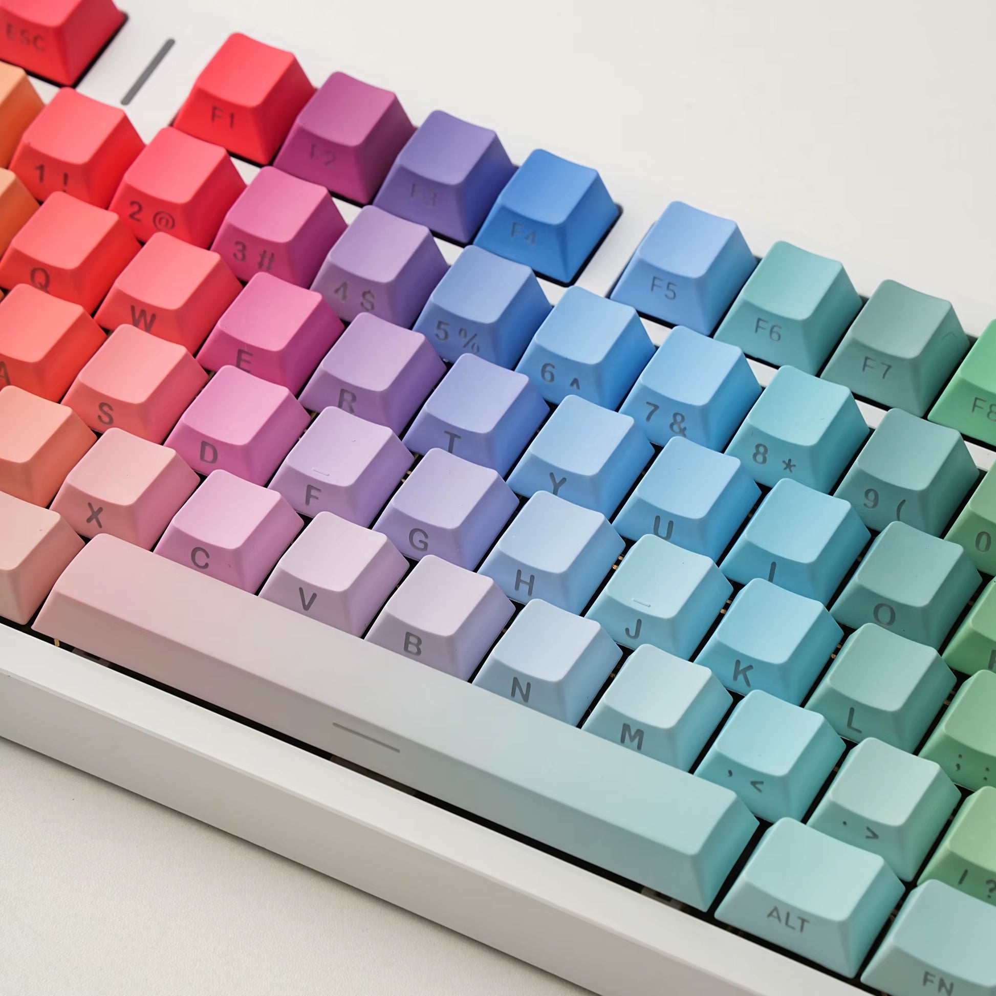 Gradient Translucent Color Sided Printed Keycaps 130Keys for Mechanical Keyboard English Korean Cangjie Key Caps Cherry PBT
