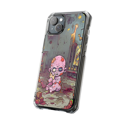 Clear Magnetic Phone Case — Cute Creepy Zombie Baby Design