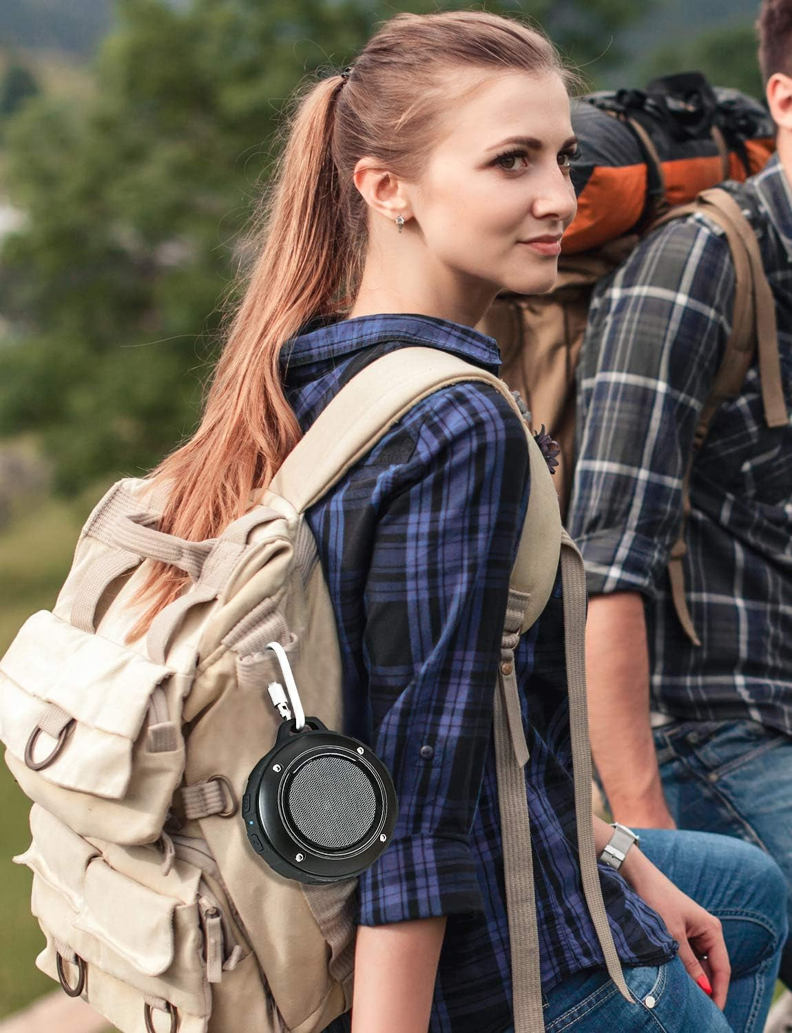 Outdoor Waterproof Bluetooth Speaker, Wireless Portable Shower Travel Bike Speaker with Subwoofer, Enhanced Bass, Built in Mic for Bicycle Riding, Sports, Pool, Beach, Hiking (Black & Bracket)