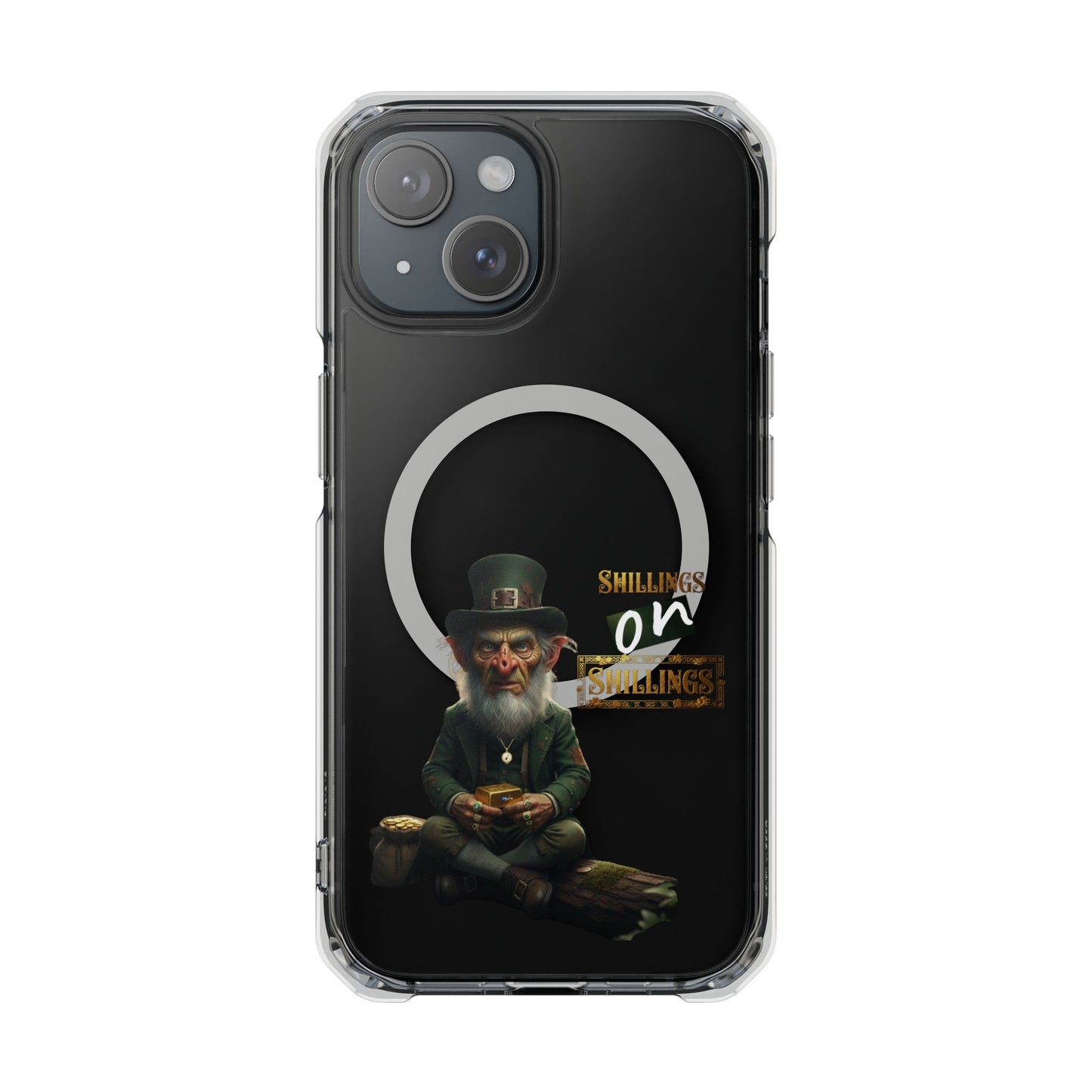 Clear Magnetic Phone Case – “Shillings on Shillings” Leprechaun Design