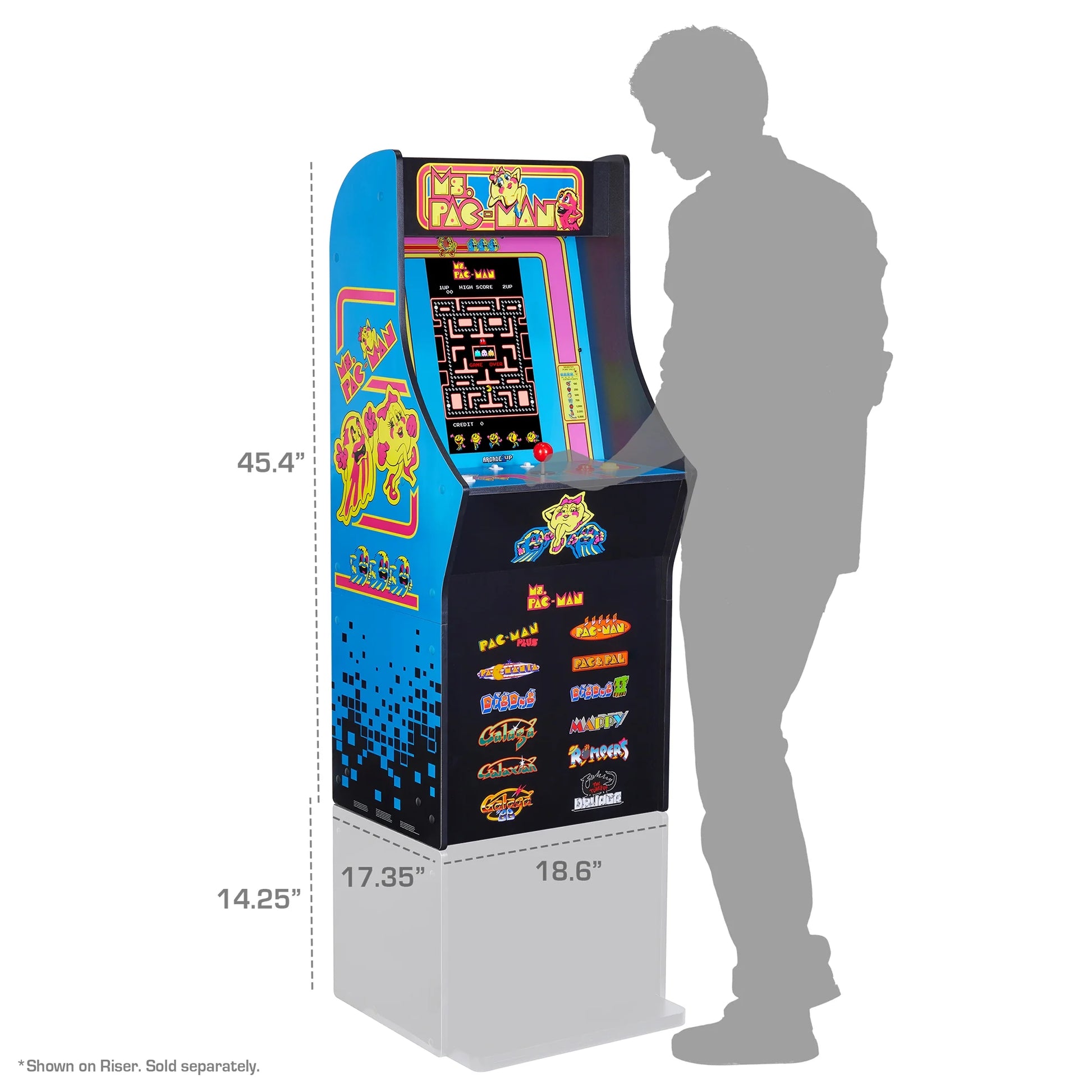 Ms. PAC - MAN Classic SE Arcade Machine – 4 - Foot Cabinet, 13 Classic Video Games, 15.6” IPS Display, Easy Assembly, Perfect for at - Home Gaming