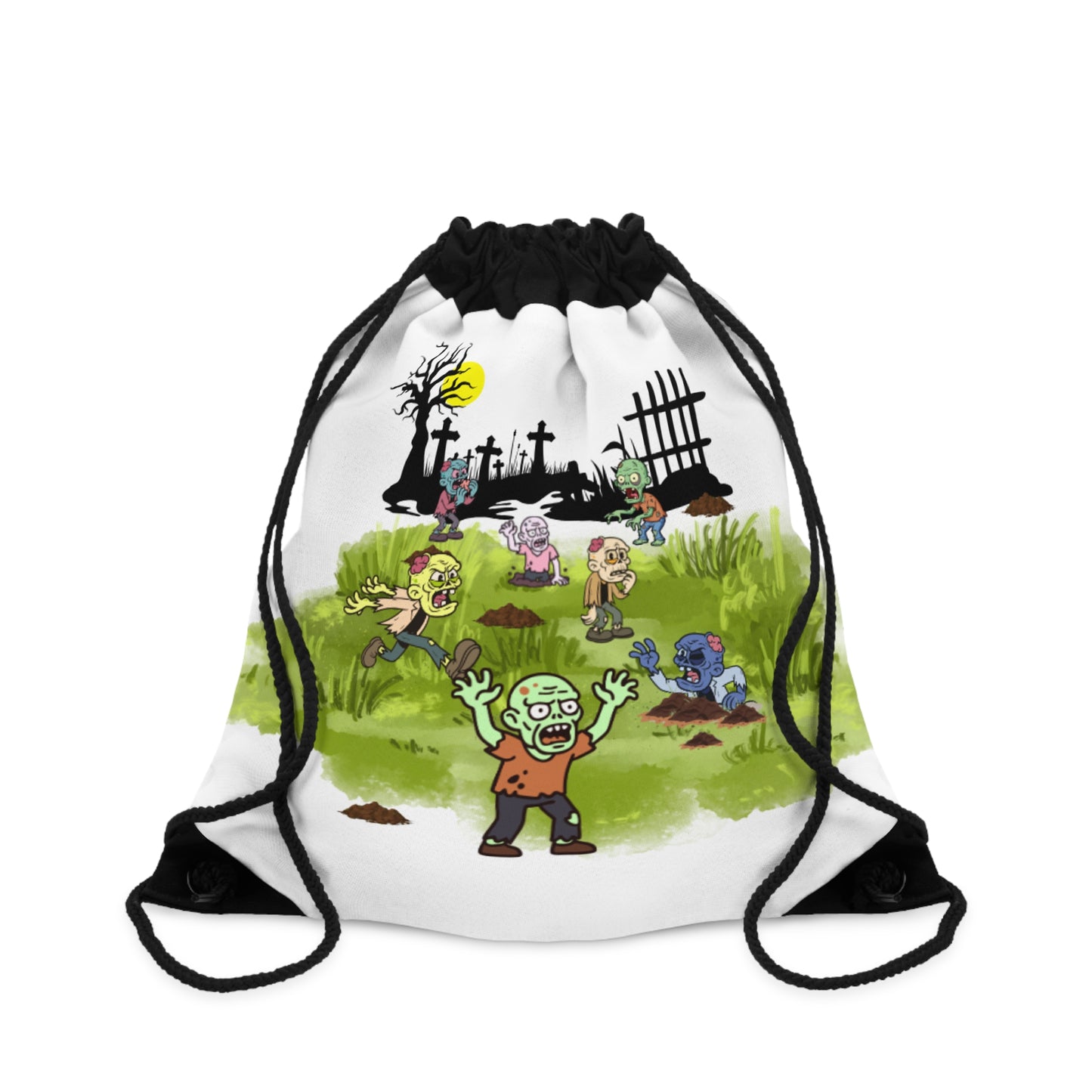 Zombie Graveyard Drawstring Bag – Cute Cartoon Halloween Backpack