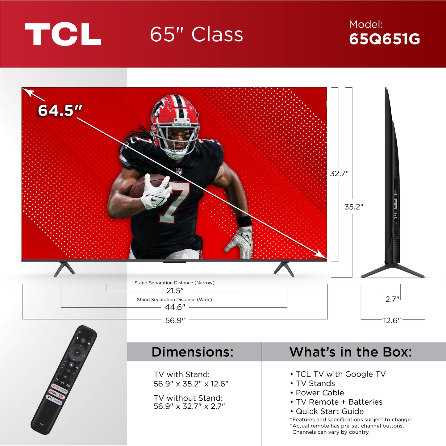 65” Class Q6 (65Q651G) 4K UHD HDR QLED Smart TV with Google TV (NEW 2024)