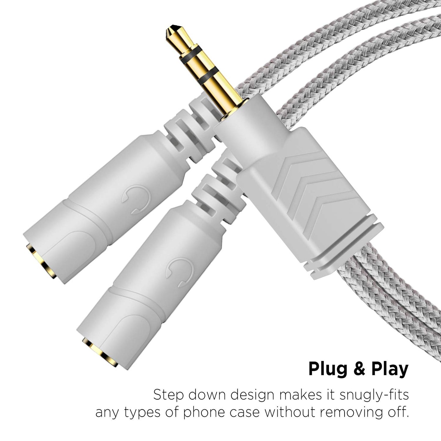 Headphone Splitter, AUX Splitter Cable for Headset Knitted 3.5Mm Splitter 2-Way Audio Splitter Stereo Audio Y Cable Produces Equal Audio Output for Headphones Earphones Speakers Joy Series
