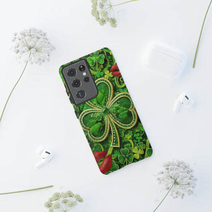 Tough Phone Case – Dual-Layer Protection with Shamrock Print