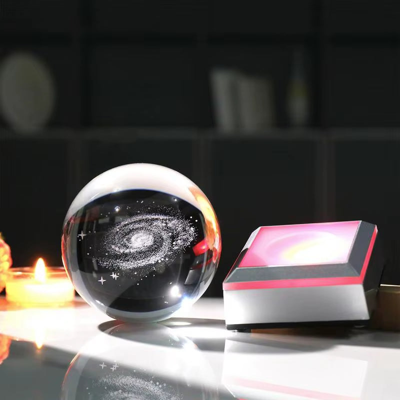 3D Crystal Ball LED Night Light: Solar System/Galaxy