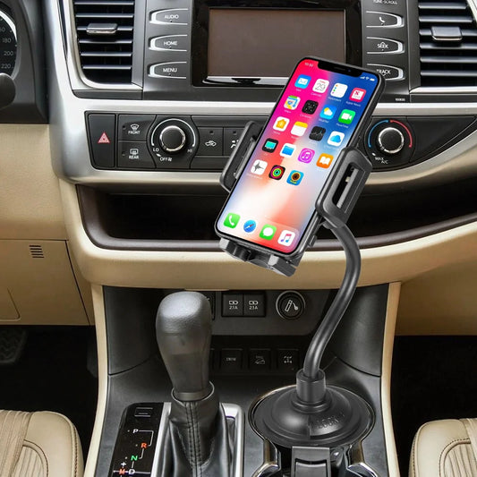 Cell Phone Holder for Car, Universal Adjustable Gooseneck Cup Holder Cradle Car Mount for Iphone Xs/Xs Max/Xr/8/7 Plus/Ipod Touch (Black)
