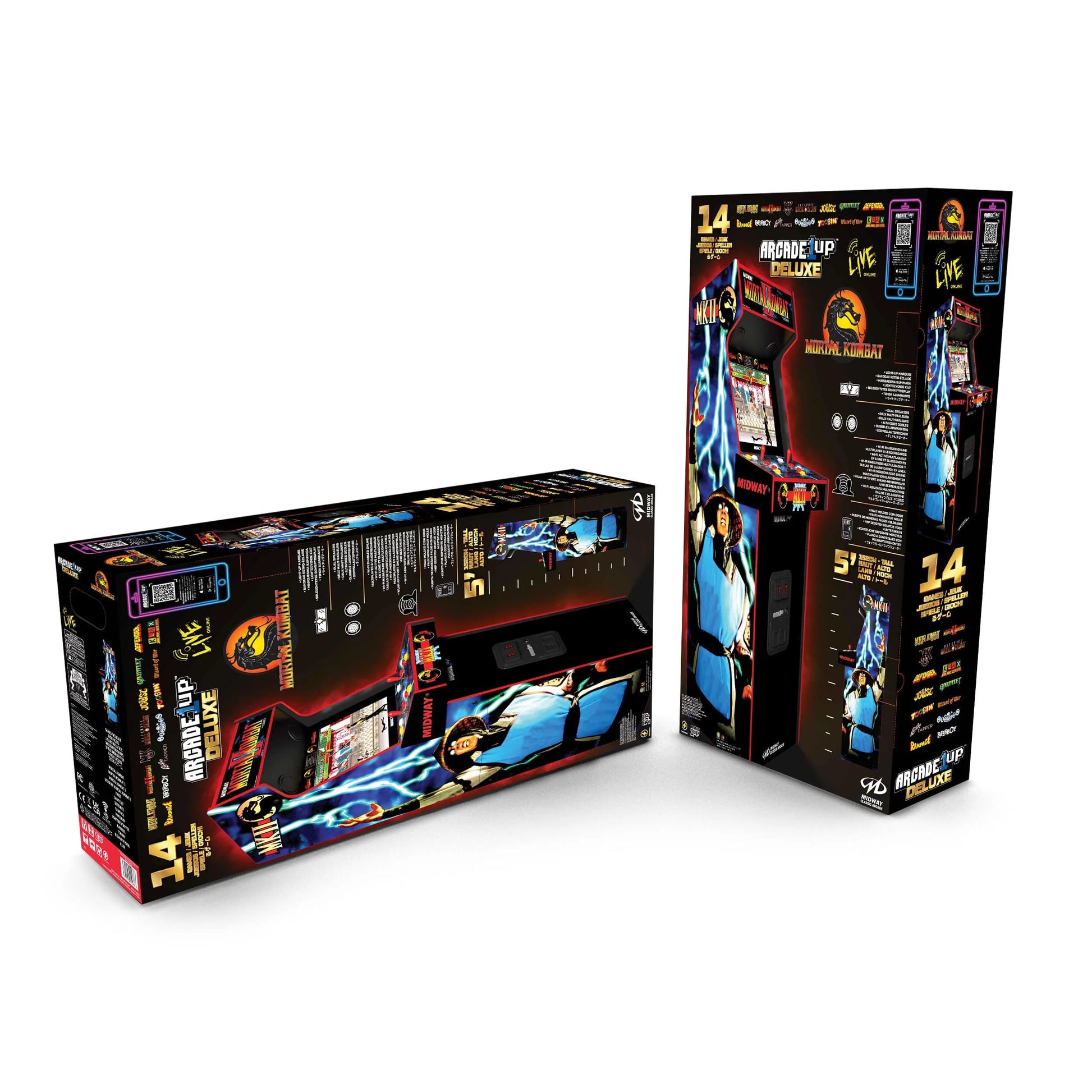 Mortal Kombat II Deluxe Arcade Game with 5-Foot-Tall Full-Size Stand-Up Cabinet, Black