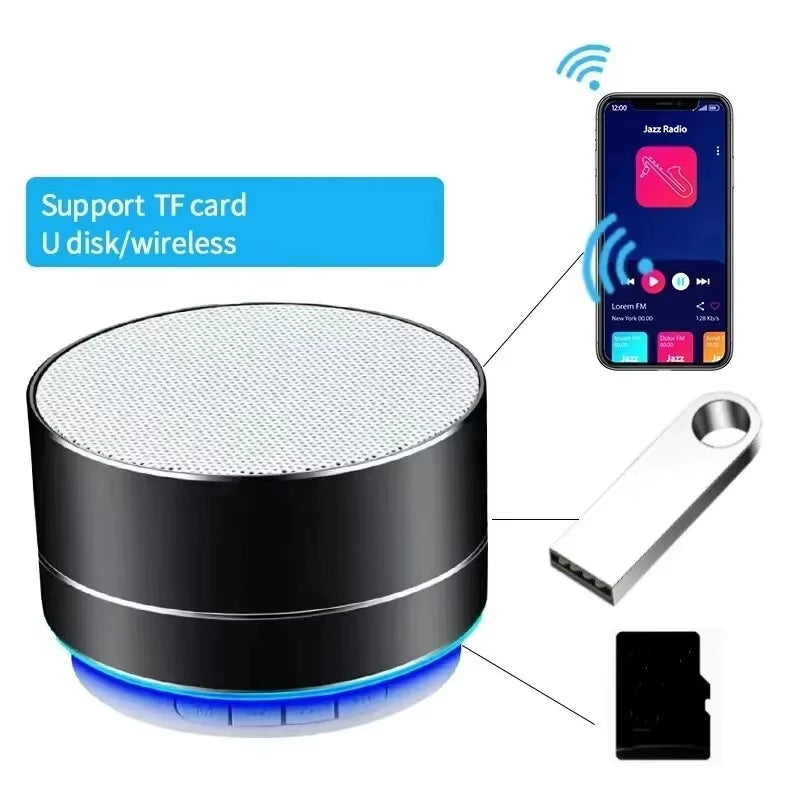 Wireless Bluetooth Subwoofer Speaker: A10, Portable, Radio, LED, Aluminum