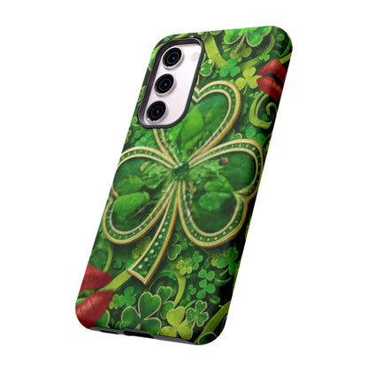 Tough Phone Case – Dual-Layer Protection with Shamrock Print