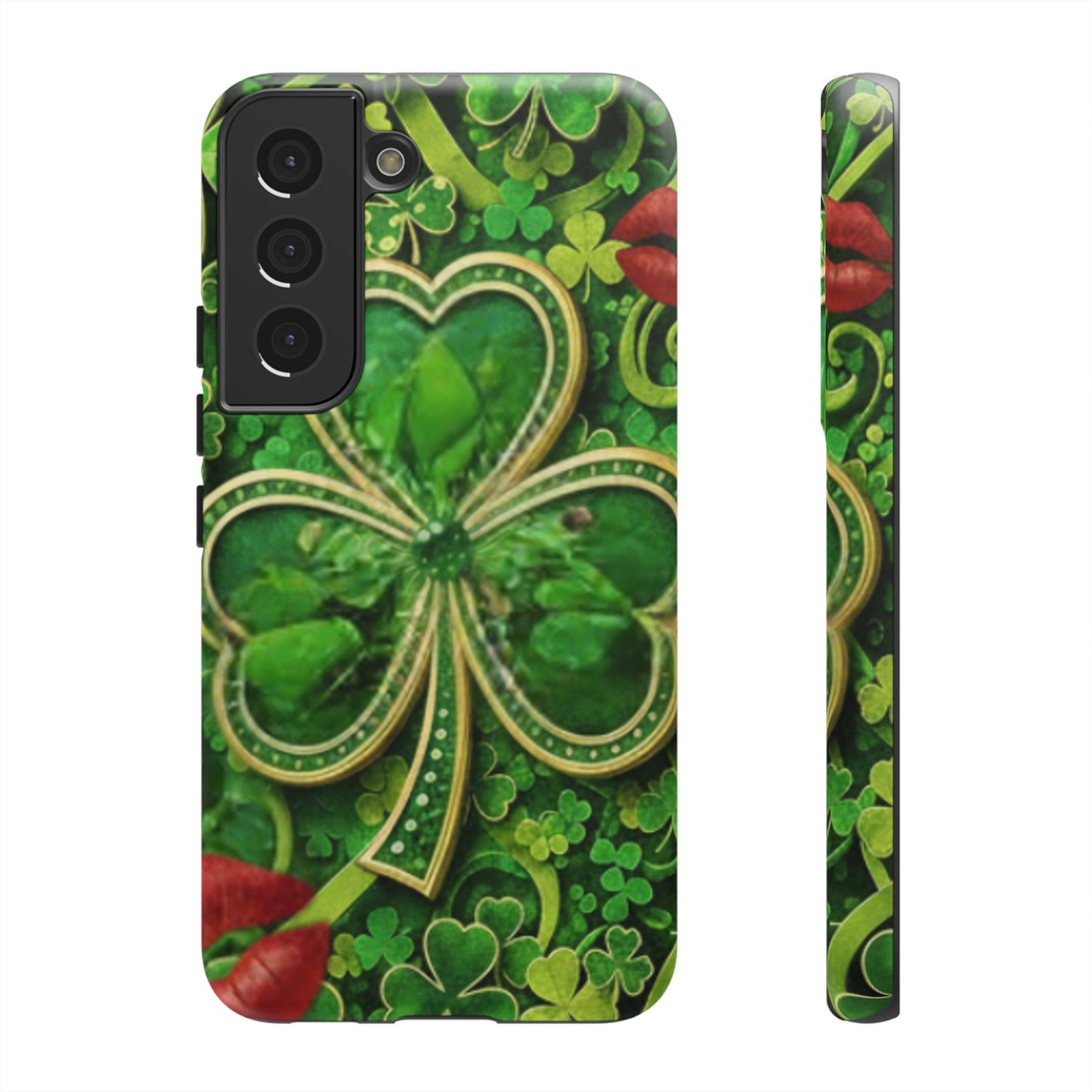 Tough Phone Case – Dual-Layer Protection with Shamrock Print