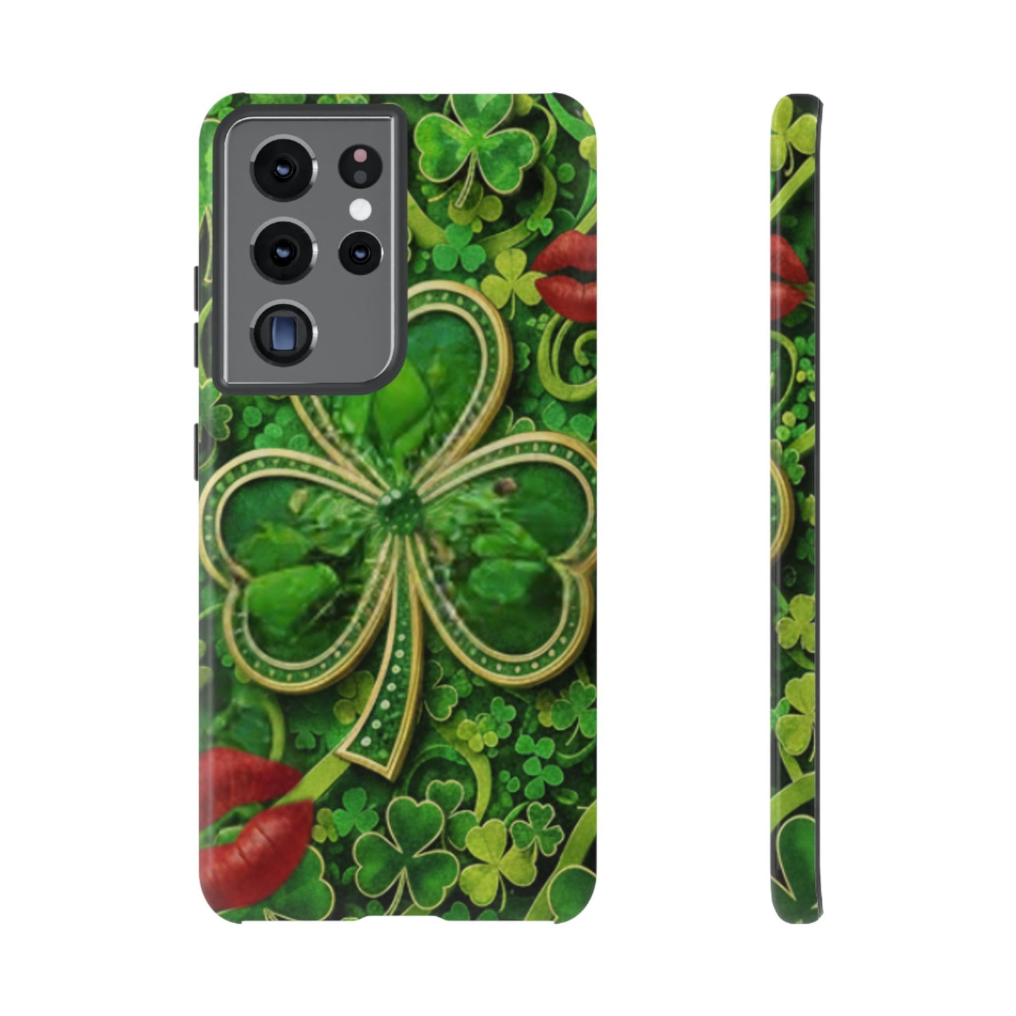 Tough Phone Case – Dual-Layer Protection with Shamrock Print