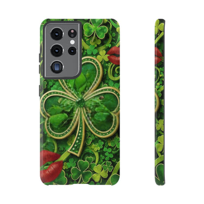 Tough Phone Case – Dual-Layer Protection with Shamrock Print