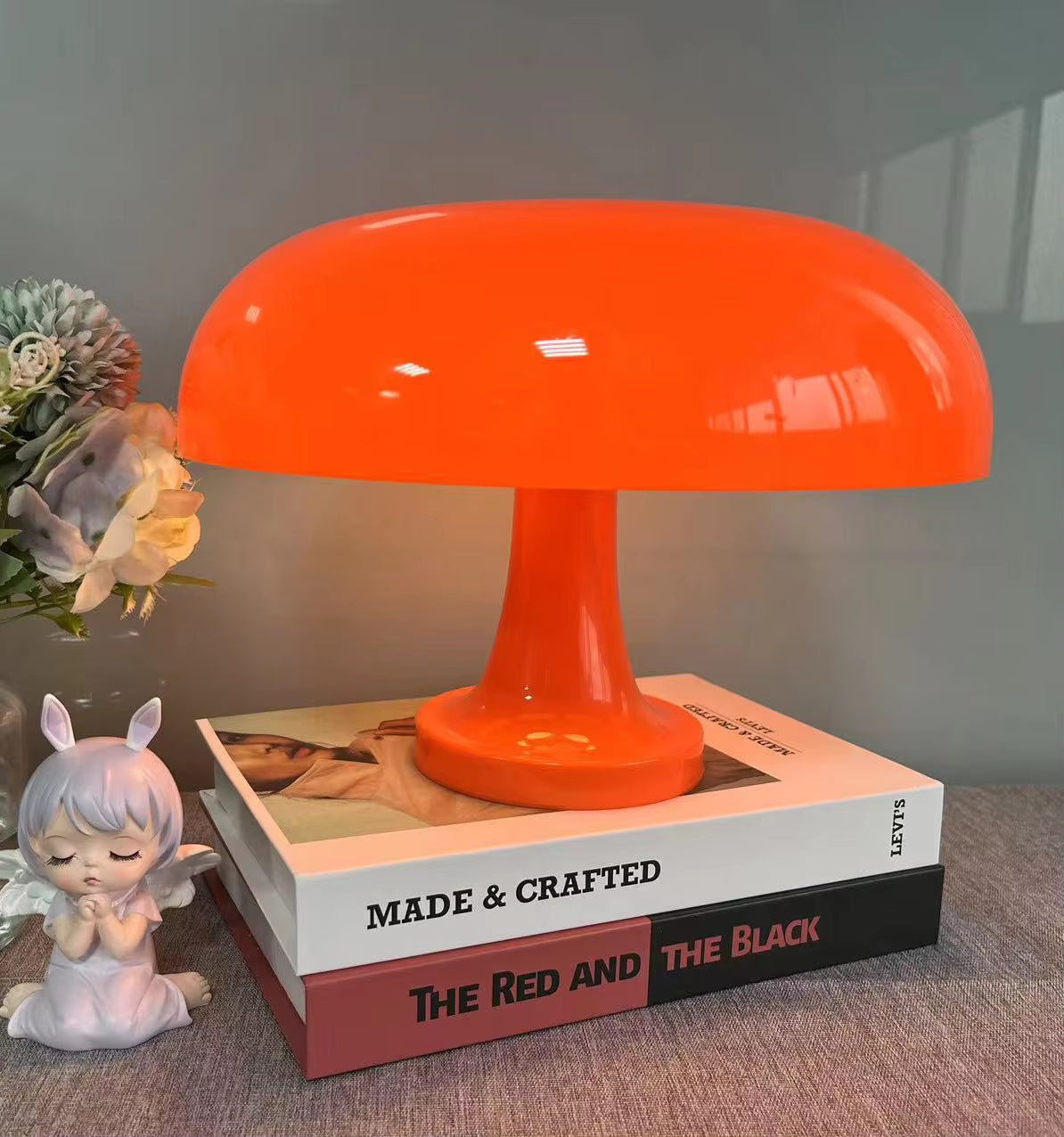 Bauhaus Mushroom Table Lamp: Orange Accent Light