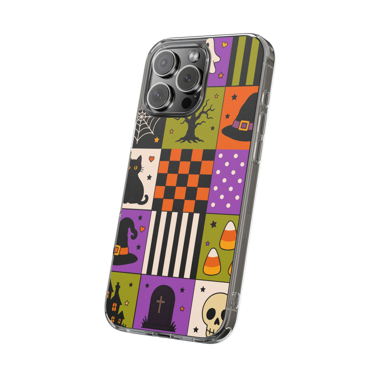 Clear Phone Case – Spooky Patchwork