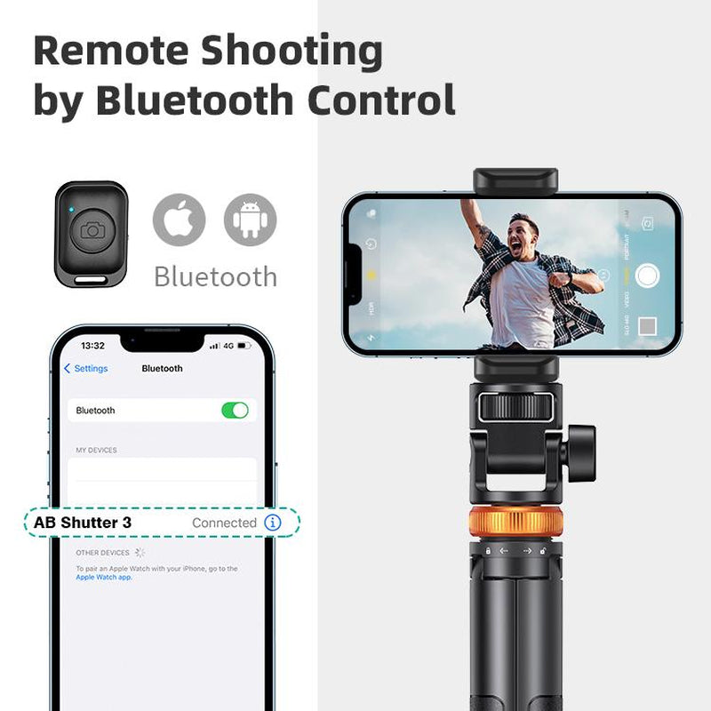 62" Phone Tripod & Selfie Stick: Remote, Stable, iPhone/Android, iPhone 13-16