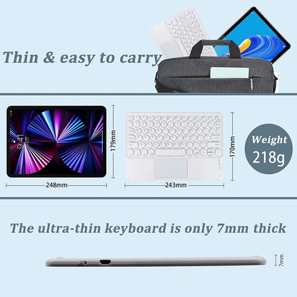 Wireless Bluetooth Keyboard with Touchpad for Ipad, Portable Mini Small Universal Rechargeable 10 Inch Ultra-Slim Wireless Keyboard for Tablet Smartphone PC Computer Laptop Windows Android Ios