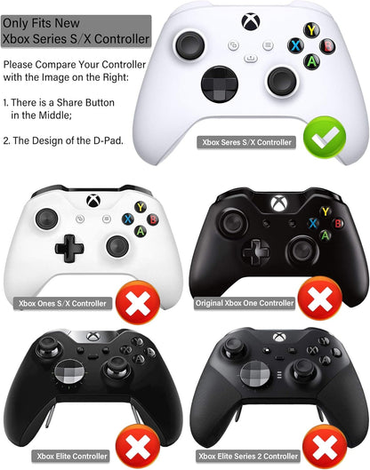 Silicone Rubber Back Dots Carving Customizing Skin Cover for Xbox Series X/S Controller X 1(BH Green) with Pro Thumb Grips X 10